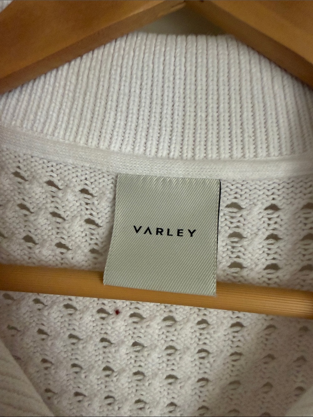 VARLEY Ellie Knit White Cotton Crochet Shirt Cardigan Size Small S Oversized - Picture 4 of 11